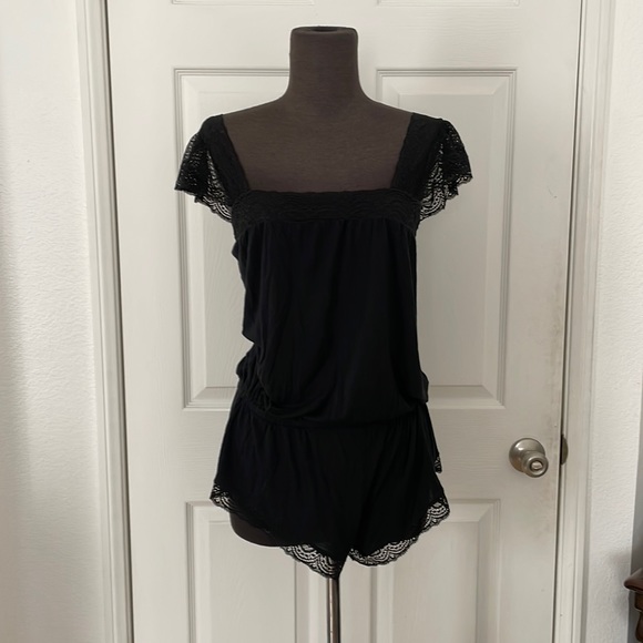 Sexy black lace romper shorts black EBERJEY - Picture 1 of 4